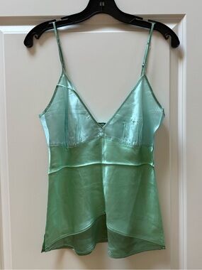 Gold Hawk 100% Silk Tiffany Green Camisole Three -Tone Silk